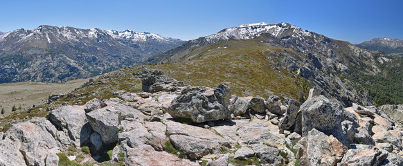 Spring view of the Corsican high mountains