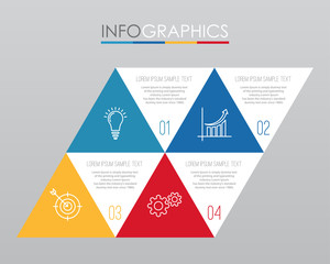 Modern Info-graphic Template for Business with four steps multi-Color design, labels design, Vector info-graphic element, Flat style vector illustration.