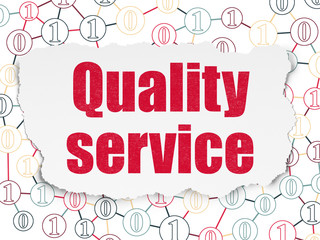 Business concept: Quality Service on Torn Paper background