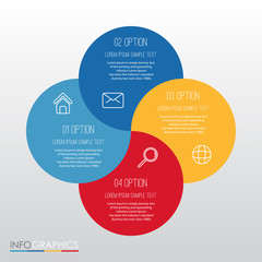 Modern Info-graphic Template for Business with four steps multi-Color design, labels design, Vector info-graphic element, Flat style vector illustration.