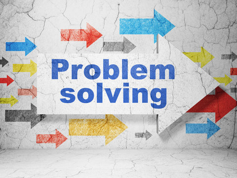 Business concept: arrow with Problem Solving on grunge wall background