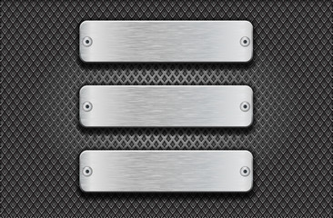 Metal rectangular brushed plates with rivets on perforated background