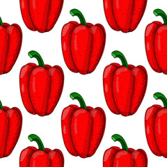 Yellow bell pepper. Seamless pattern. Hand drawn sketch
