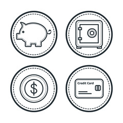 Hand drawn money related stickers over white background. Vector illustration.