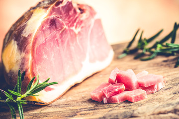 italian prosciutto - typical food made of pork meat in Italy