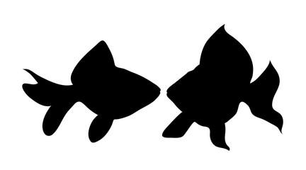 Vector silhouette of fish on white background.