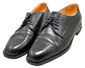pair of man's black shoes