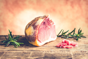 italian prosciutto - typical food made of pork meat in Italy