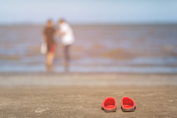 Sandals on a beach