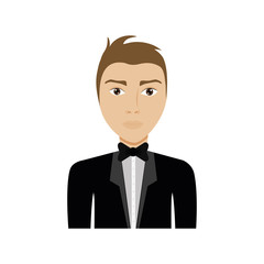 man wearing a tuxedo icon over white background. colorful design. vector illustration