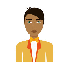 man wearing a tuxedo icon over white background. colorful design. vector illustration