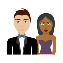 couple wearing elegant clothes, cartoon icon over white background. colorful design. vector illustration