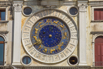 Orologio astronomico a Venezia in piazza San Marco, Veneto, Italia