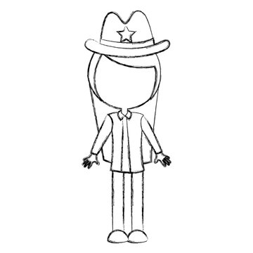 female sheriff avatar character vector illustration design