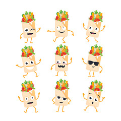 Shawarma - vector set of mascot illustrations.