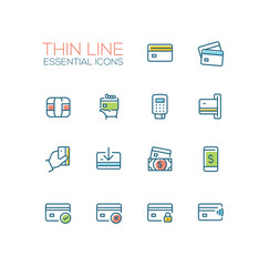 Finance - modern vector single thin line icons set
