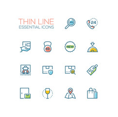 Delivery Service - modern vector single thin line icons set