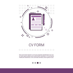 CV Form Resume Candidate Vacancy Search Web Banner With Copy Space Vector Illustration