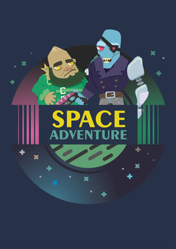 cosmic mystery. vector illustration. space pirates