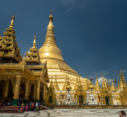 Shwedagon Pagoda Myanmar, golden temple roof.