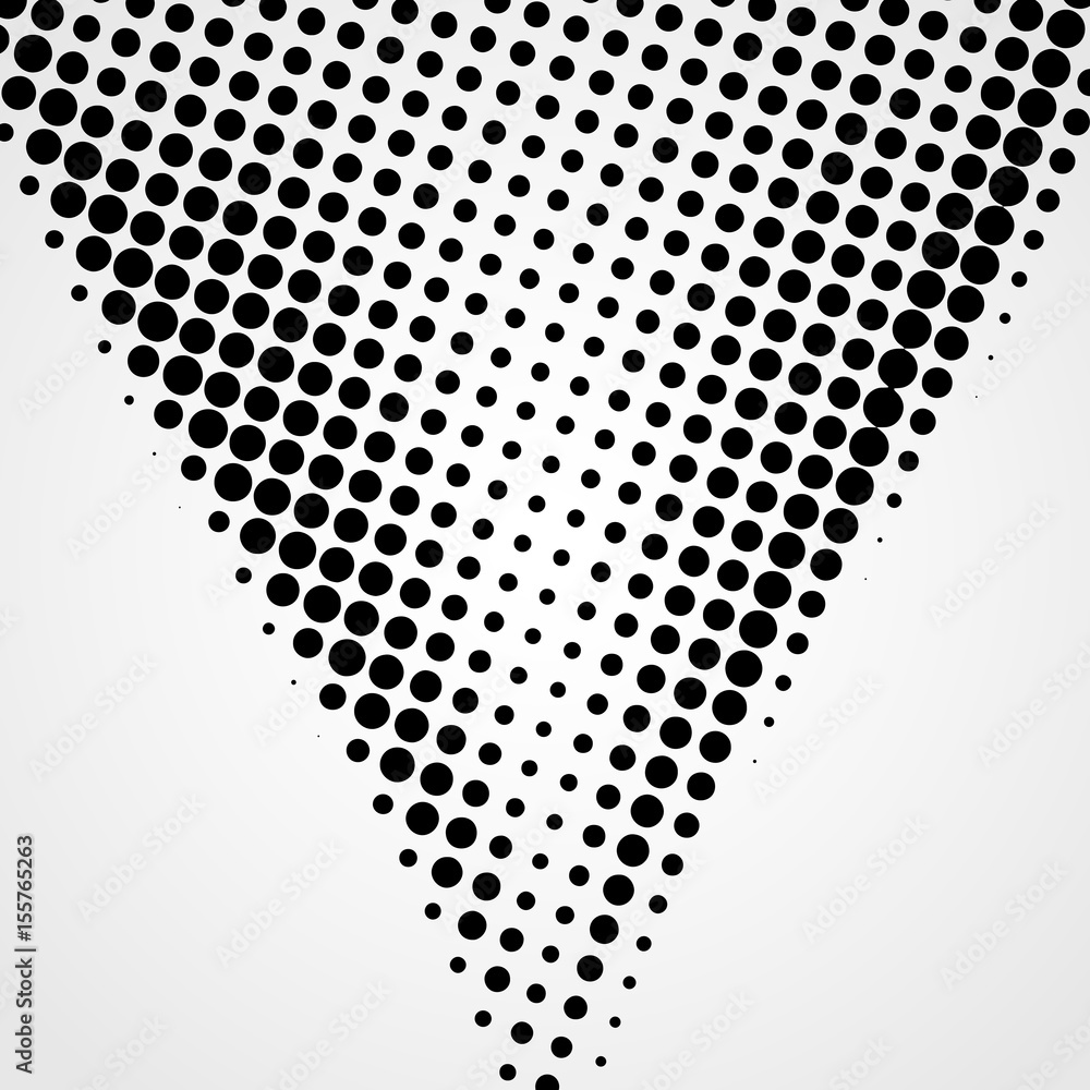 Poster halftone abstract vector black dots design element isolated on a white background.