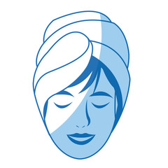 woman with towel on head. spa treatment. vector illustration
