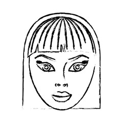cartoon woman face icon over white background. vector illustration