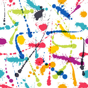 Lnk art brush splash seamless pattern grunge colorful hand drawn spray texture background seamless pattern vector illustration.