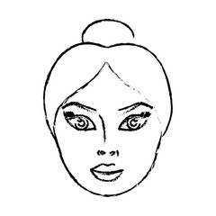 cartoon woman face icon over white background. vector illustration