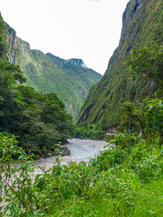Fototapeta na wymiar Willkanuta River Landscape at Machu Picchu Cusco Peru
