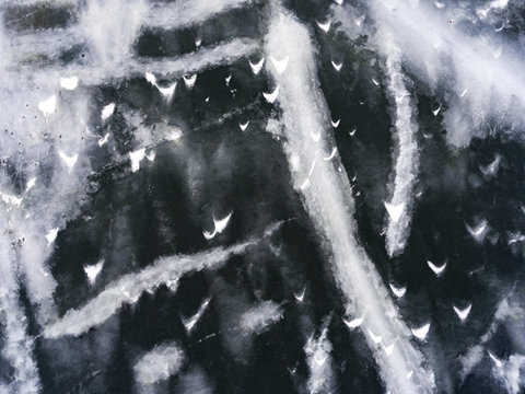 Frozen ice on the lake.