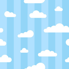 Seamless square pattern with clouds and lines
