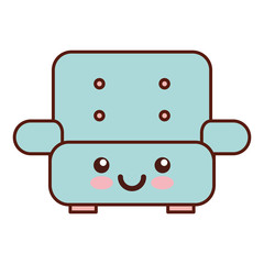 Comfortable sofa kawaii character vector illustration design