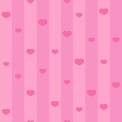 Pink seamless heart pattern. Background with hearts and stripes