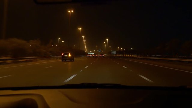 abu dhabi dubai road trip night front mirror panorama 4k uae
