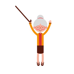 cute grandmother with cane avatar character vector illustration design