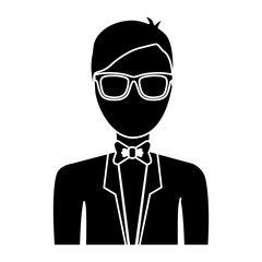 man with suit and tie icon over white background. vector illustration