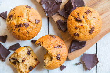Homemade muffins with chocolate chips