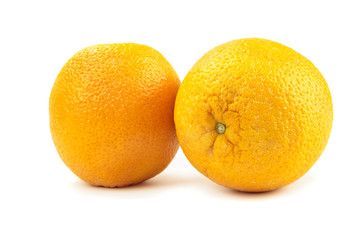 Ripe orange pair isolated on white background + Clipping Path
