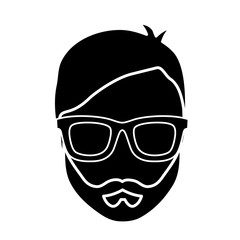 hipster man with glasses icon over white background. vector illustration