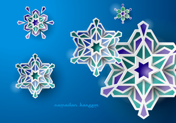 Fototapeta premium Paper graphic of islamic geometric art. Ramadan Kareem background with Islamic decorations.
