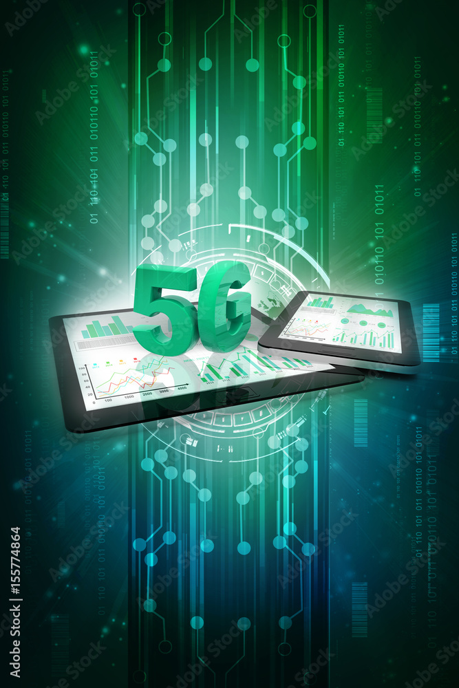 Poster 3d rendering 5g network 5g connection with data
