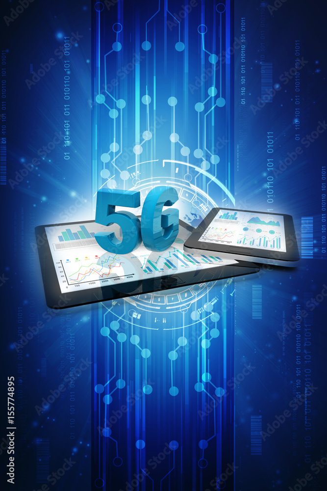 Poster 3d rendering 5g network 5g connection with data