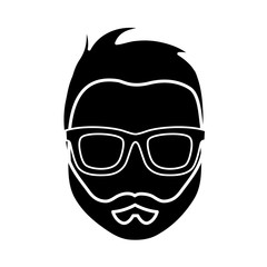 hipster man with glasses icon over white background. vector illustration