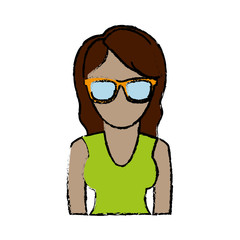 woman with glasses icon over white background. colorful design. vector illustration