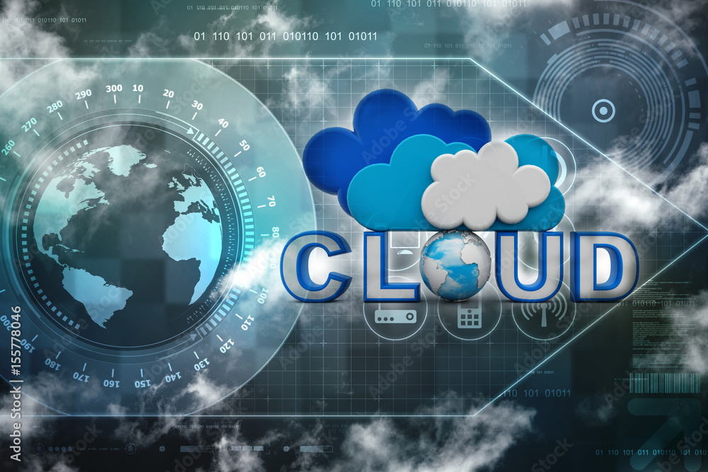 Poster 3d rendering technology cloud computing
