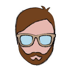 man with glasses icon over white background. hipster lifestyle concept. colorful design. vector illustration