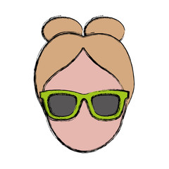 woman with glasses icon over white background. colorful design. vector illustration