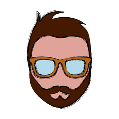 man with glasses icon over white background. hipster lifestyle concept. colorful design. vector illustration