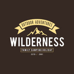 Outdoor Wilderness, Mountain Adventure Retro Emblem